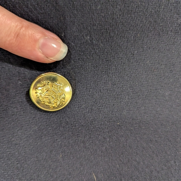 Zara Military Jacket with Gold Buttons Fitted Wool Navy Pea Coat Size Large - Picture 9 of 17